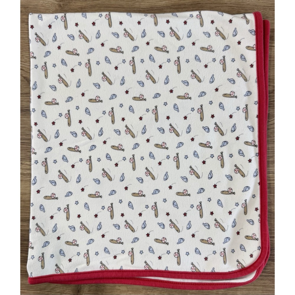 First Impressions Reversible Baby Blanket Sports Baseball Bat Glove Ball Vintage